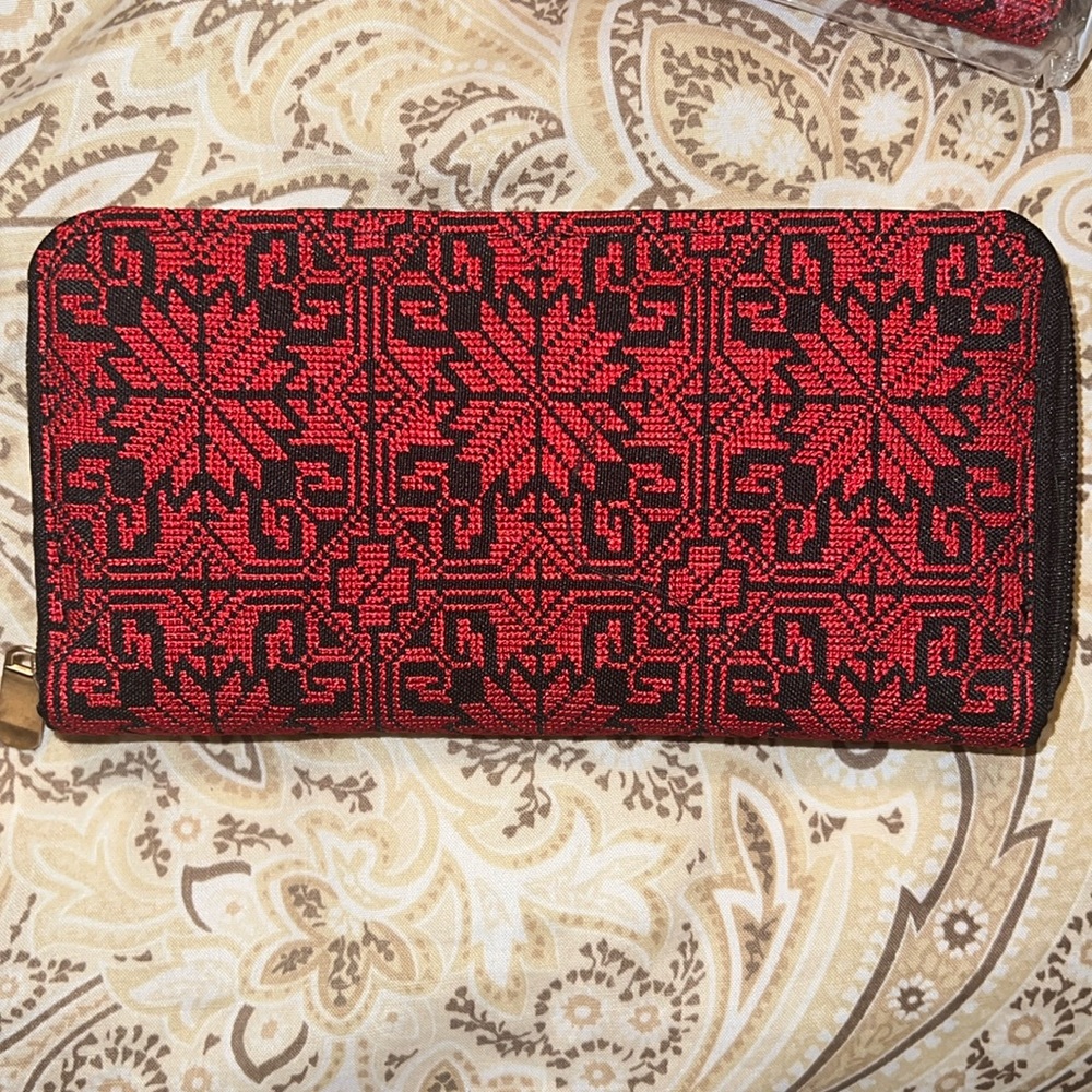 Red Palestinian embroidery wallet